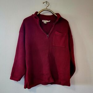 Eddie Bauer Women's Burgundy Zip-Up Sweater